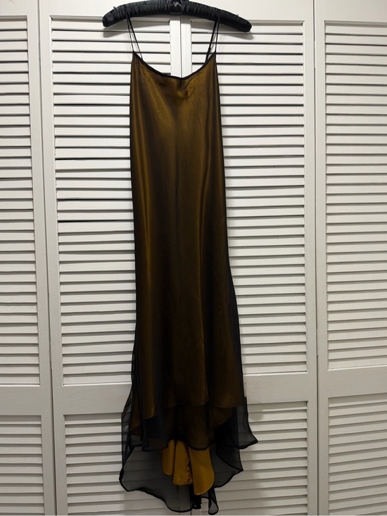 Victoria's Secret Other - Vintage Victoria's Secret Mustard Slip Dress with Black Sheer Overlay